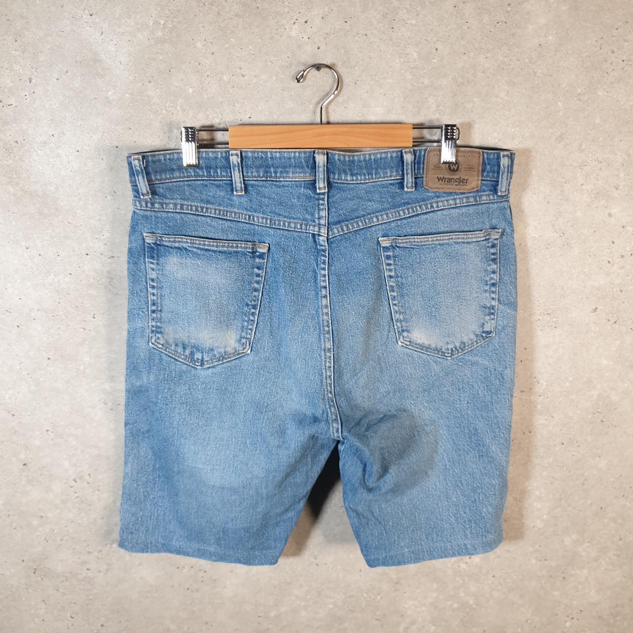 Vintage Wrangler Denim Shorts Jorts Cargo Men’s W38 Relaxed Blue Baggy Cotton