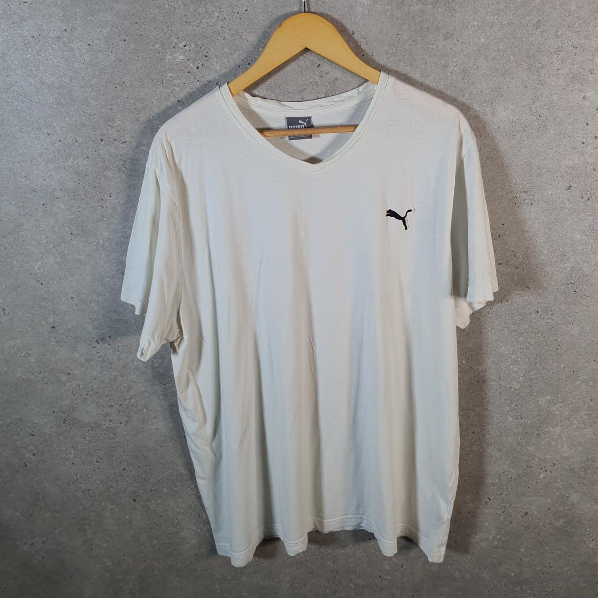 Vintage Puma Spellout T Shirt Mens 2XL White Sports Logo Athletic