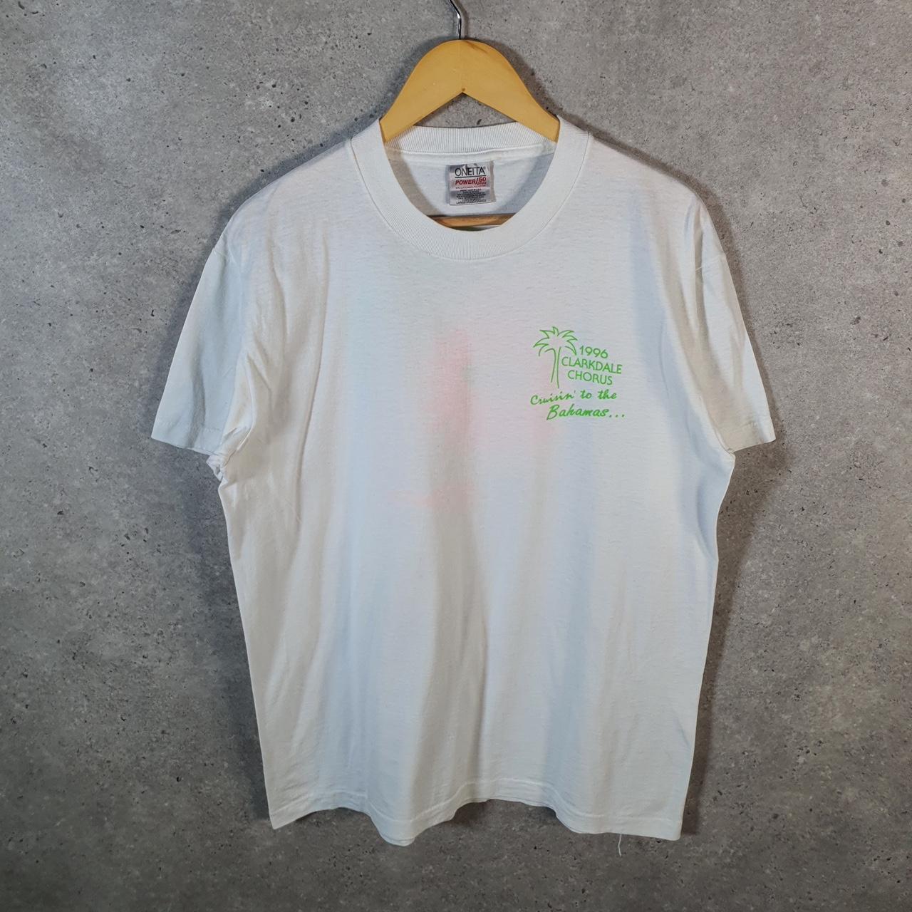 Vintage Oneita Power 1996 Clarkdale Chorus Bahamas USA Single Stitch T Shirt Men’s Large White