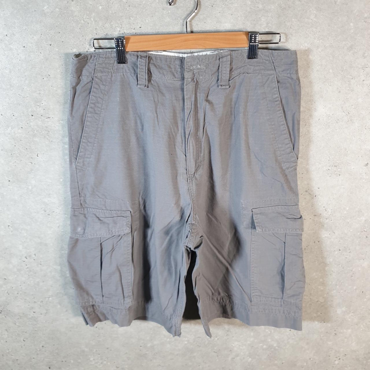Vintage Chaps Chino Shorts Jorts Cargo Mens W32 Grey Baggy Cotton