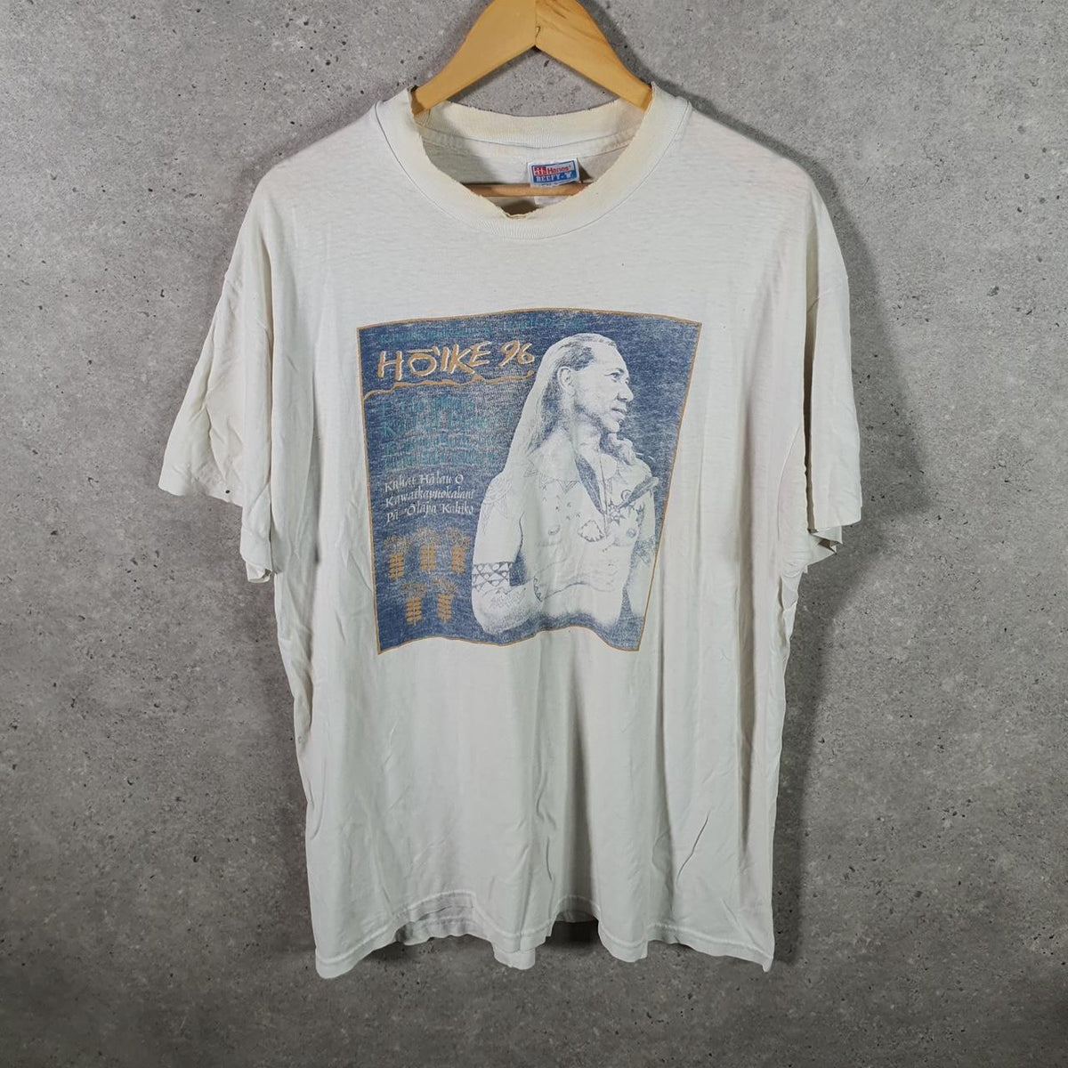 Vintage Hanes Beefy Lake Hoike 1996 USA Single Stitch T Shirt Men’s XL White Big Fish Vintage