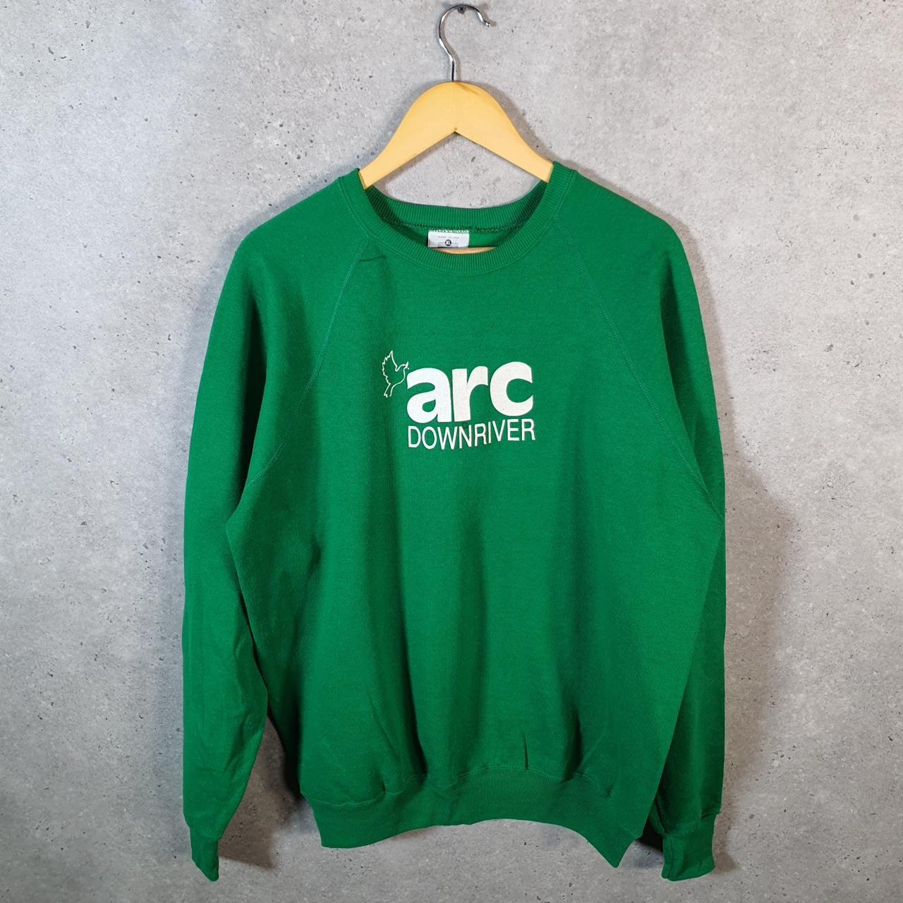 Vintage Lee Midweight Sweatshirt Men’s XL Green USA Arc Downriver Spellout