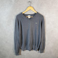 Vintage Lacoste Knit Sweater Mens Medium Grey Y2K Jumper Logo