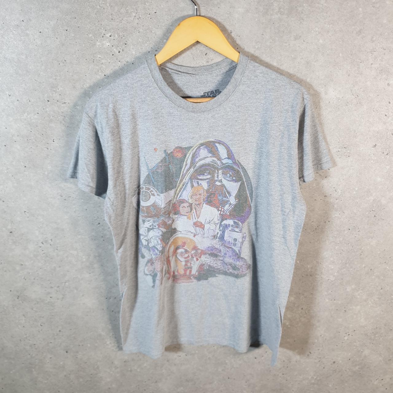 Vintage Star Wars Darth Vader T Shirt Men’s Medium Grey Logo Graphic Spellout