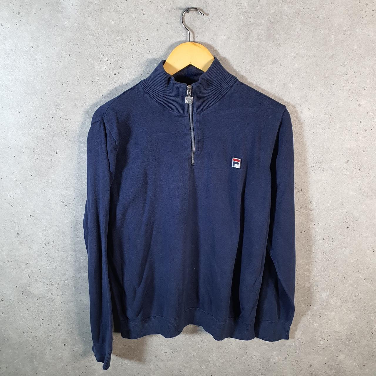 Vintage Fila 1/4 Zip Knit Sweater Men’s Medium Blue Y2K Pullover Casual