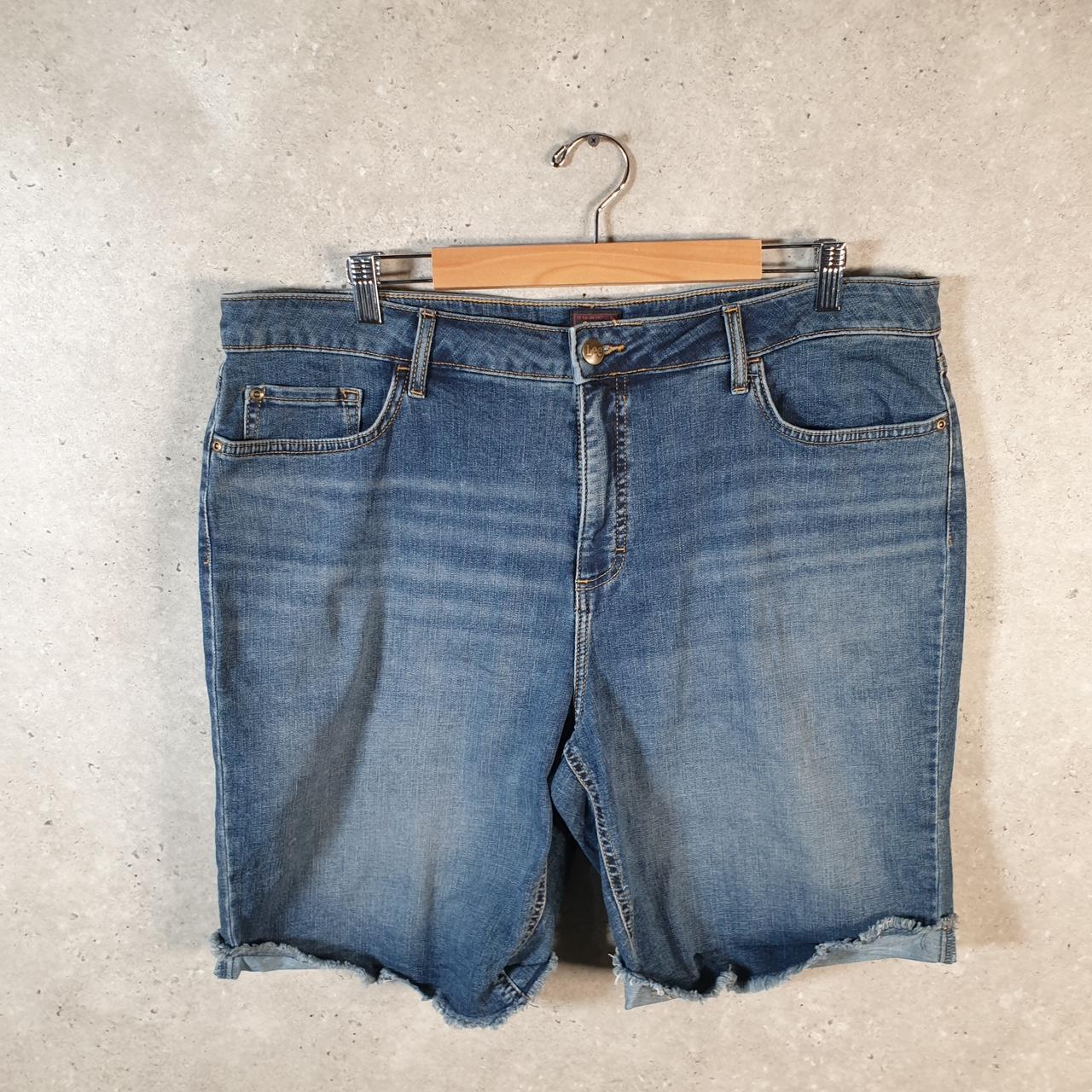 Vintage Lee Baggy Shorts Jorts Cargo Womens W38 Blue Relaxed Denim