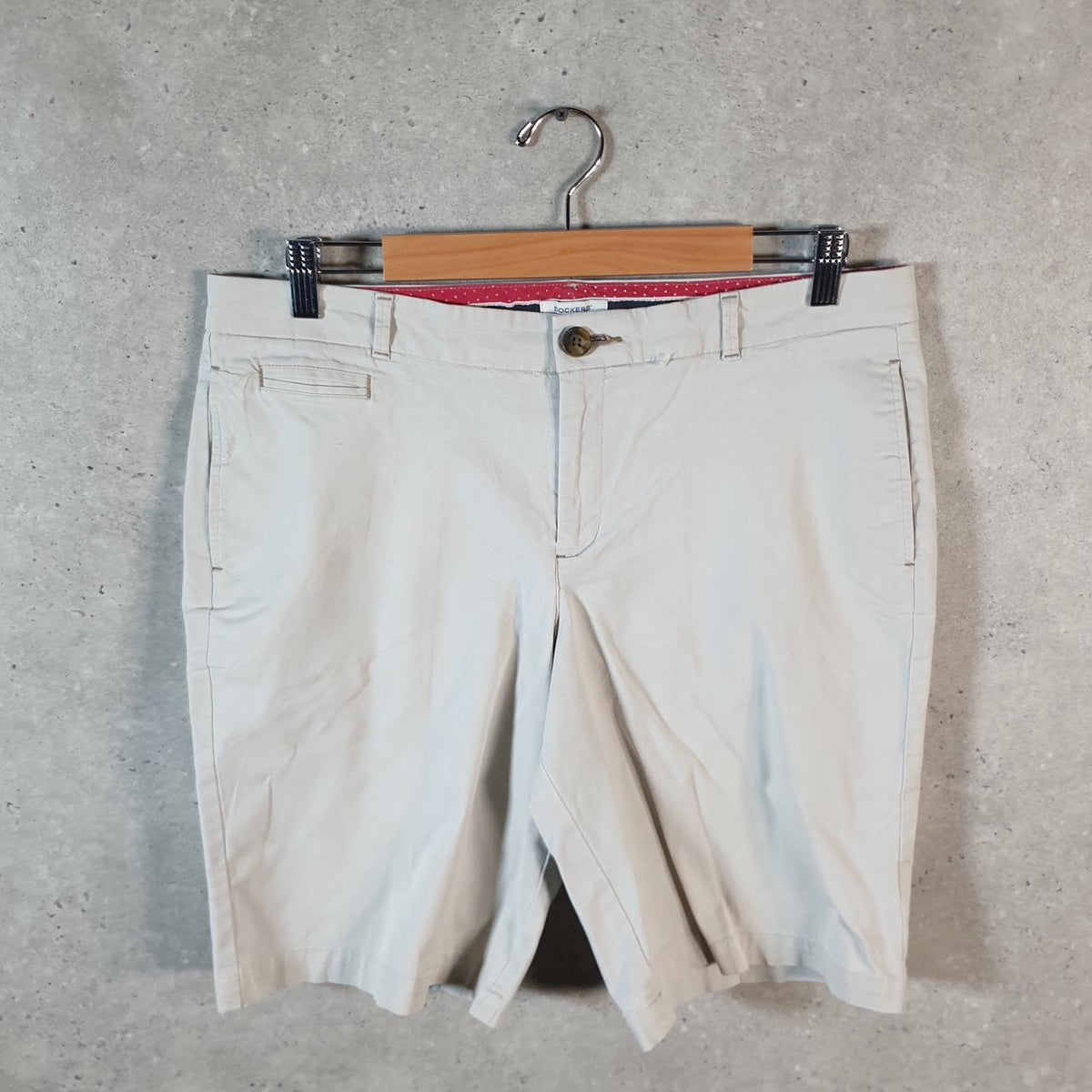 Vintage Dockers Chino Shorts Jorts Cargo Womens W32 Beige Baggy Cotton A4292