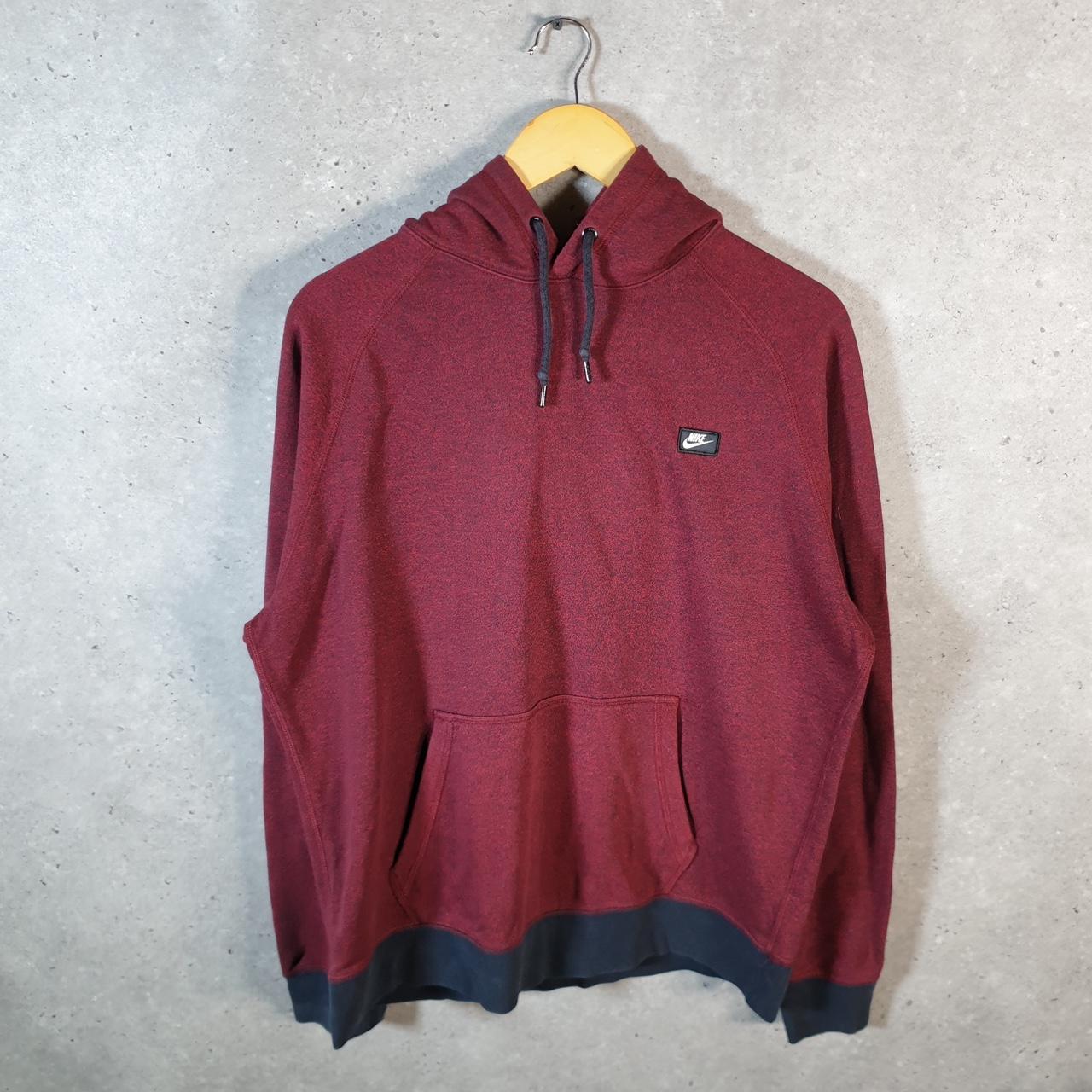 Vintage Nike Club Embroidered Hoodie Men’s Large Burgundy Swoosh Y2K Pullover