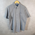 Vintage Ralph Lauren Button Down Shirt Men’s Large Grey Checkered Classic Fit Cotton