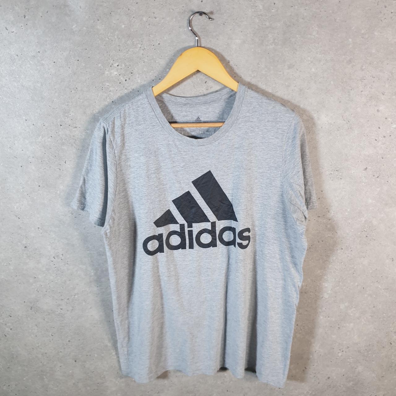 Vintage Adidas Amplifier T Shirt Men’s Large Grey Three Stripes Logo Athletic