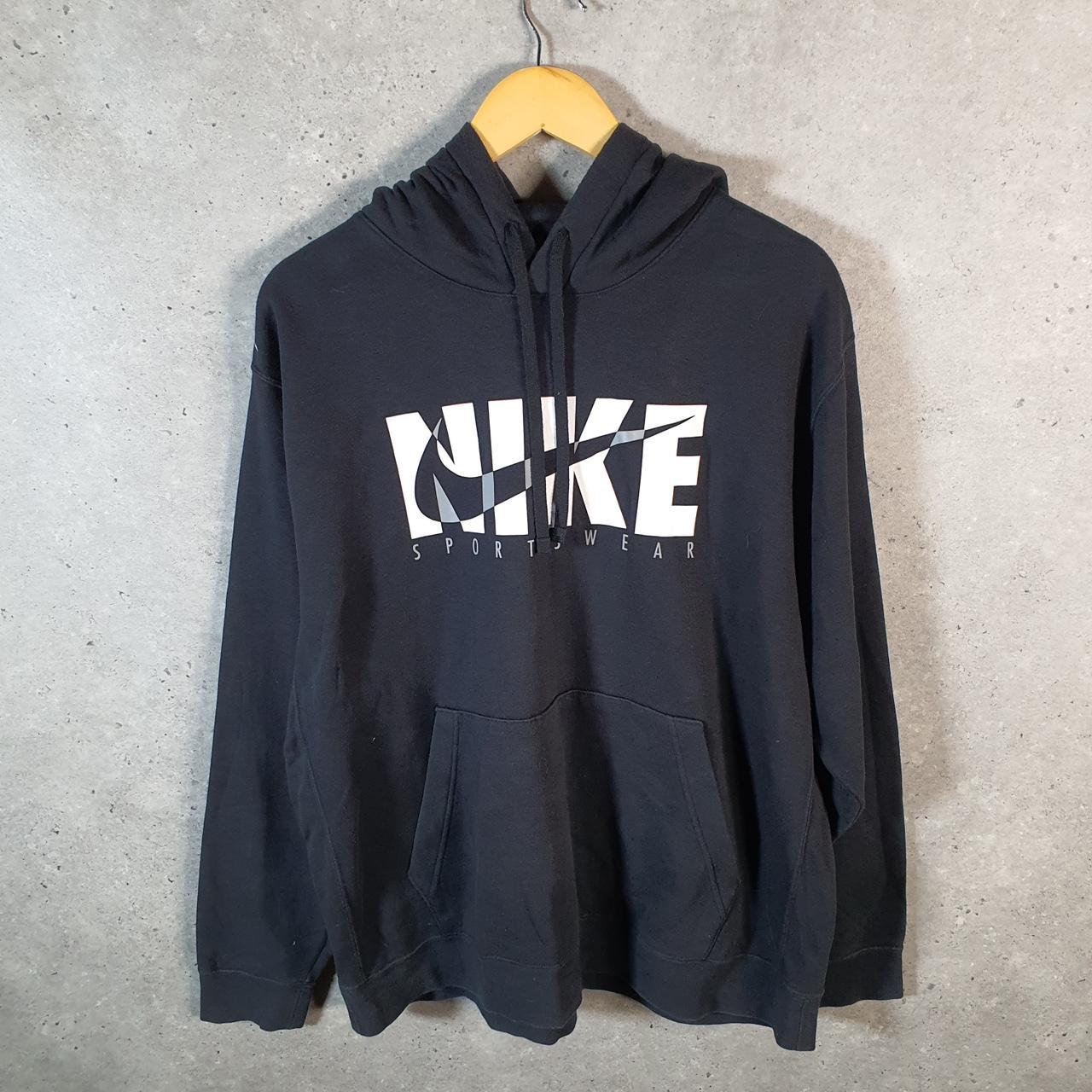 Vintage Nike Club Hoodie Men’s XL Black Swoosh Y2K Pullover