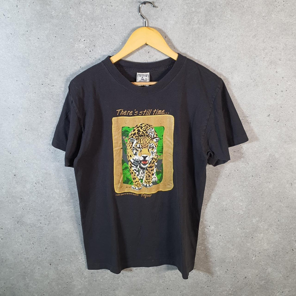 Vintage Alore Jaguar 1994 Animal USA Graphic Single Stitch T Shirt Men’s Medium Black C9016