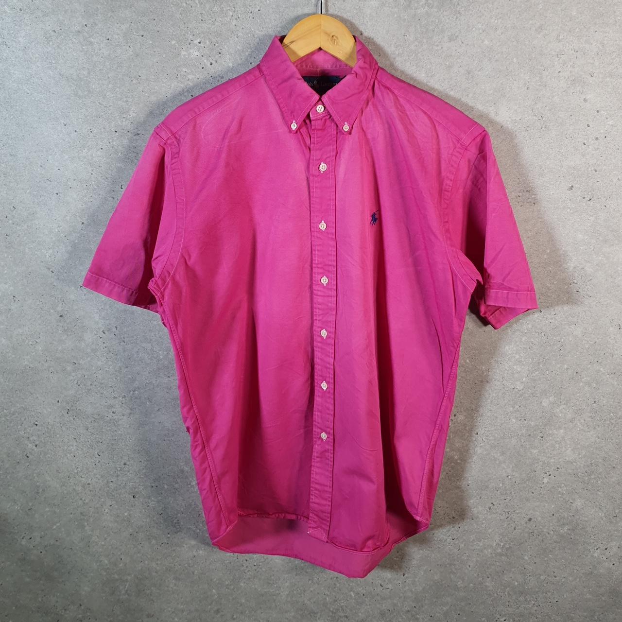 Vintage Ralph Lauren Button Down Shirt Men’s Small Pink Blake Cotton Pony Casual Big Fish Vintage