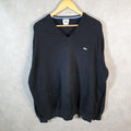 Vintage Lacoste Sweatshirt Men’s 2XL Black Pullover Logo Y2K Jumper Logo Casual