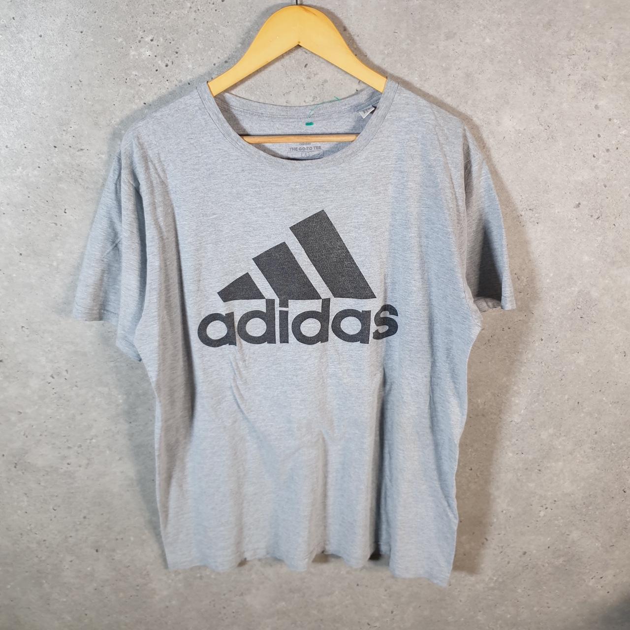Vintage Adidas Go To Tee T Shirt Men’s Large Grey Three Stripes Logo Athletic