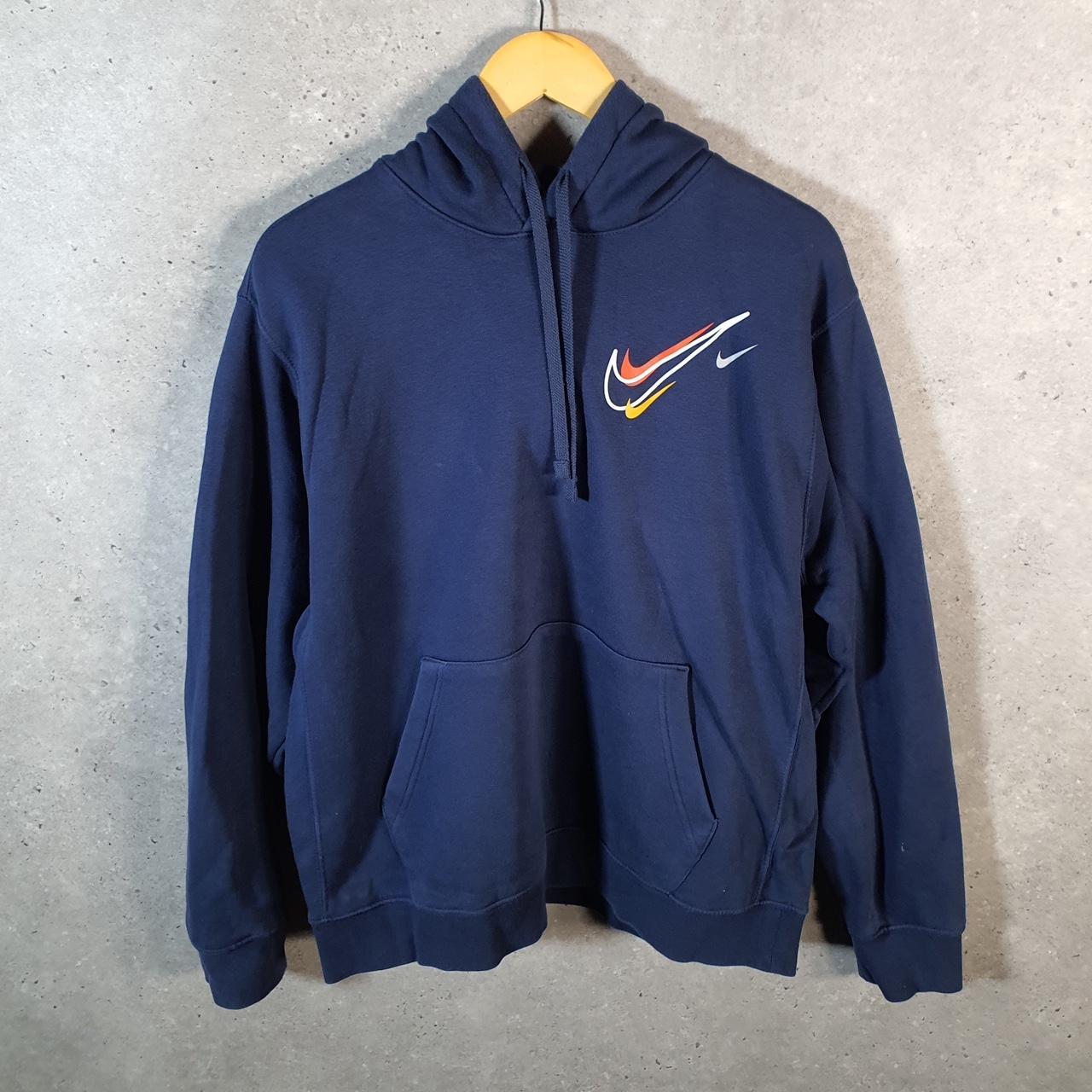 Vintage Nike Club Embroidered Hoodie Men’s Large Navy Blue Swoosh Y2K Pullover