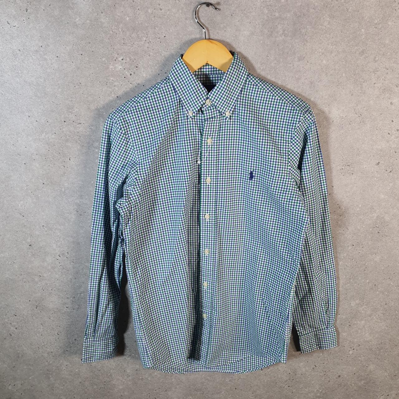 Vintage Ralph Lauren Button Down Shirt Men’s XS Blue Checkered Classic Fit Cotton Pony