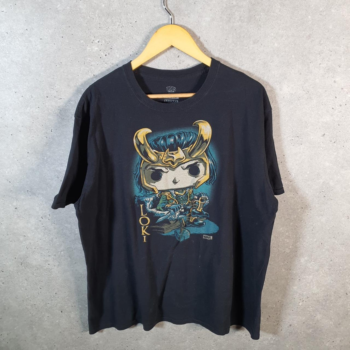Vintage Marvel Loki T Shirt Men’s XL Black Spellout Graphic