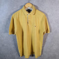 Vintage Tommy Hilfiger Polo Shirt Men’s Medium Yellow Classic Fit Embroidered Logo C9679
