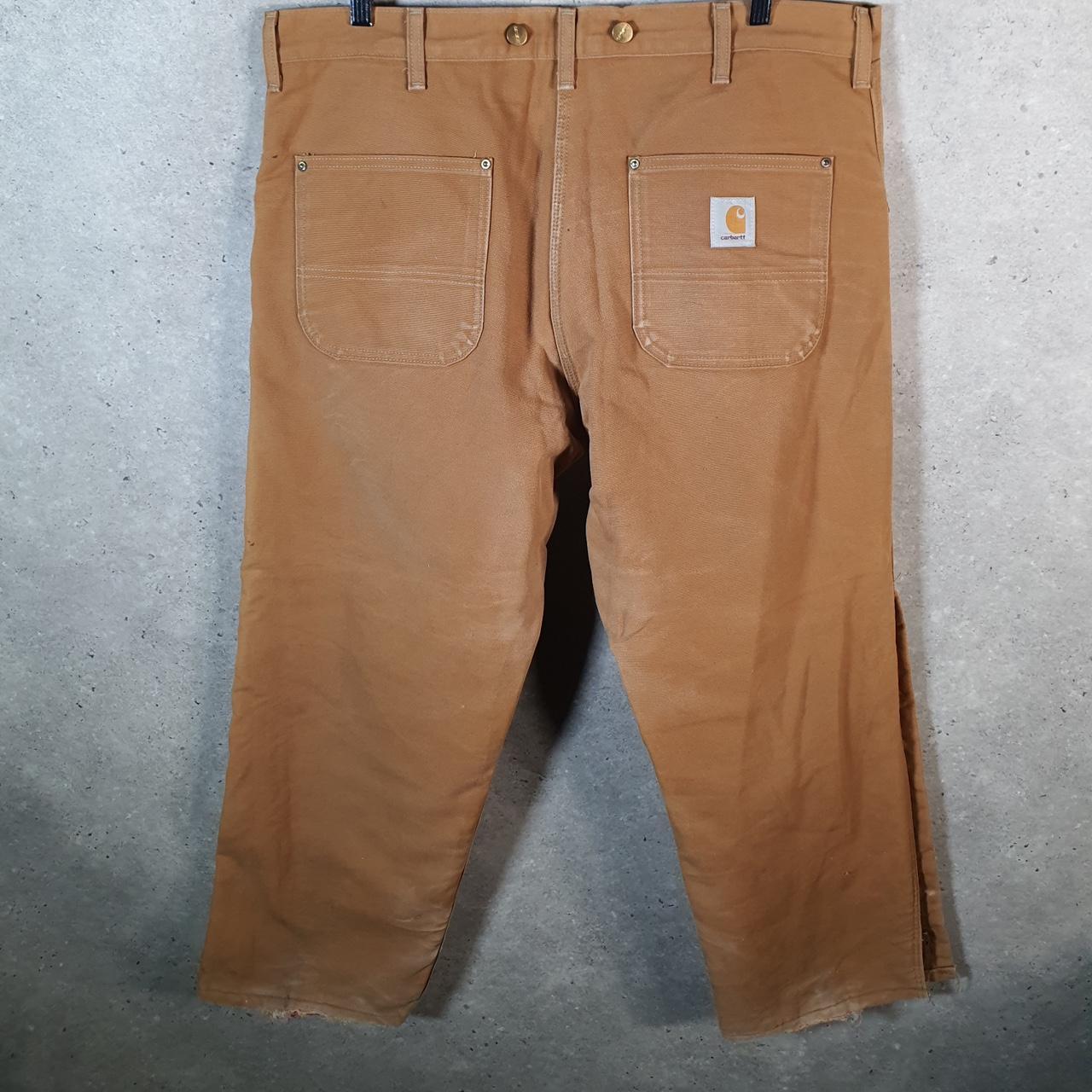 Vintage Carhartt Zipped Carpenter Trousers Mens W38 L30 Brown Dungaree Fit Workwear