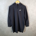 Vintage Nike Club Hoodie Womens Medium Black Long Swoosh Y2K Pullover Logo