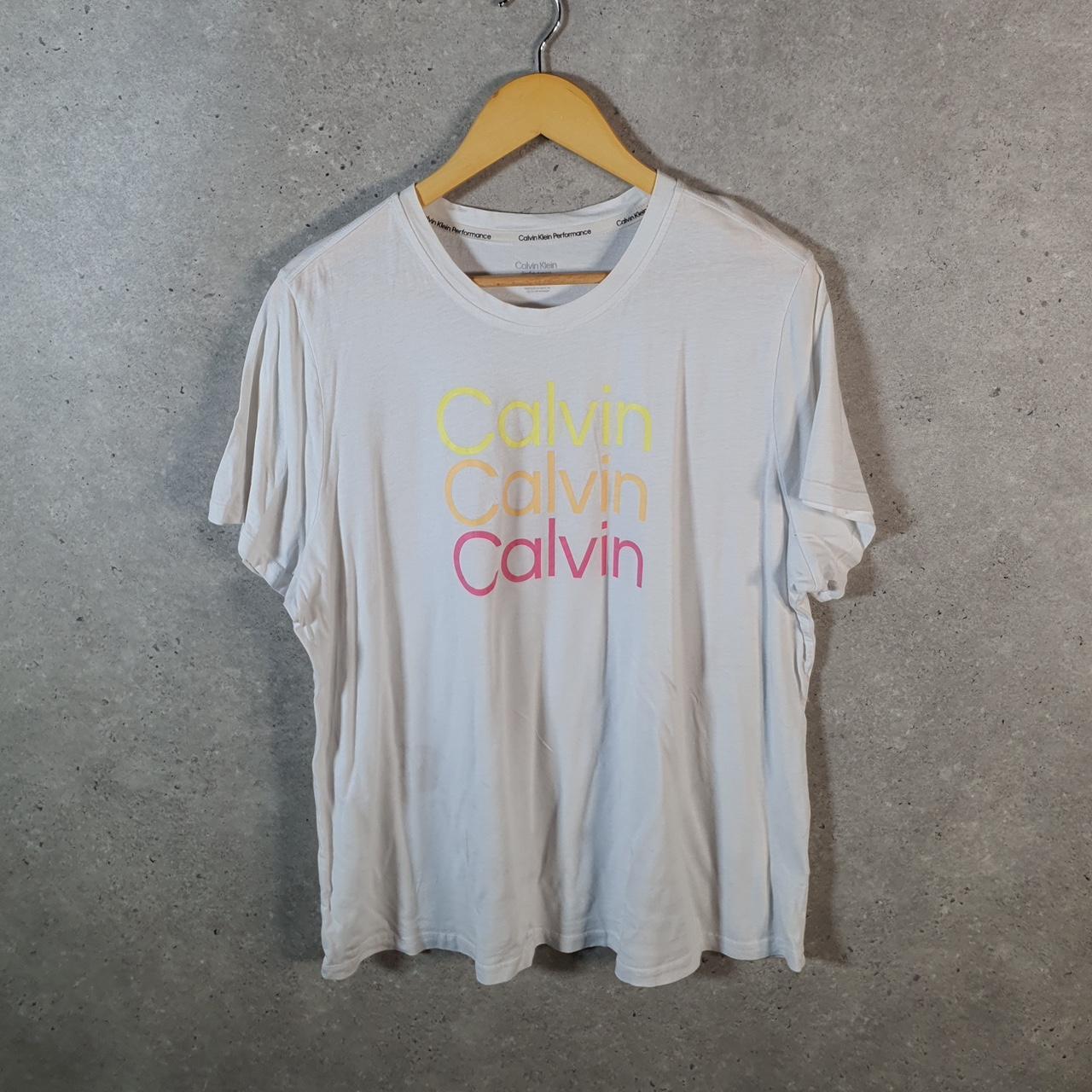 Vintage Calvin Klein T Shirt Womens 2XL White Classic Fit Performance Logo