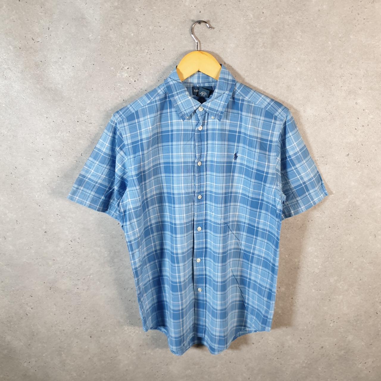 Vintage Ralph Lauren Button Down Shirt Womens XL Blue Checkered Classic Fit Cotton Pony
