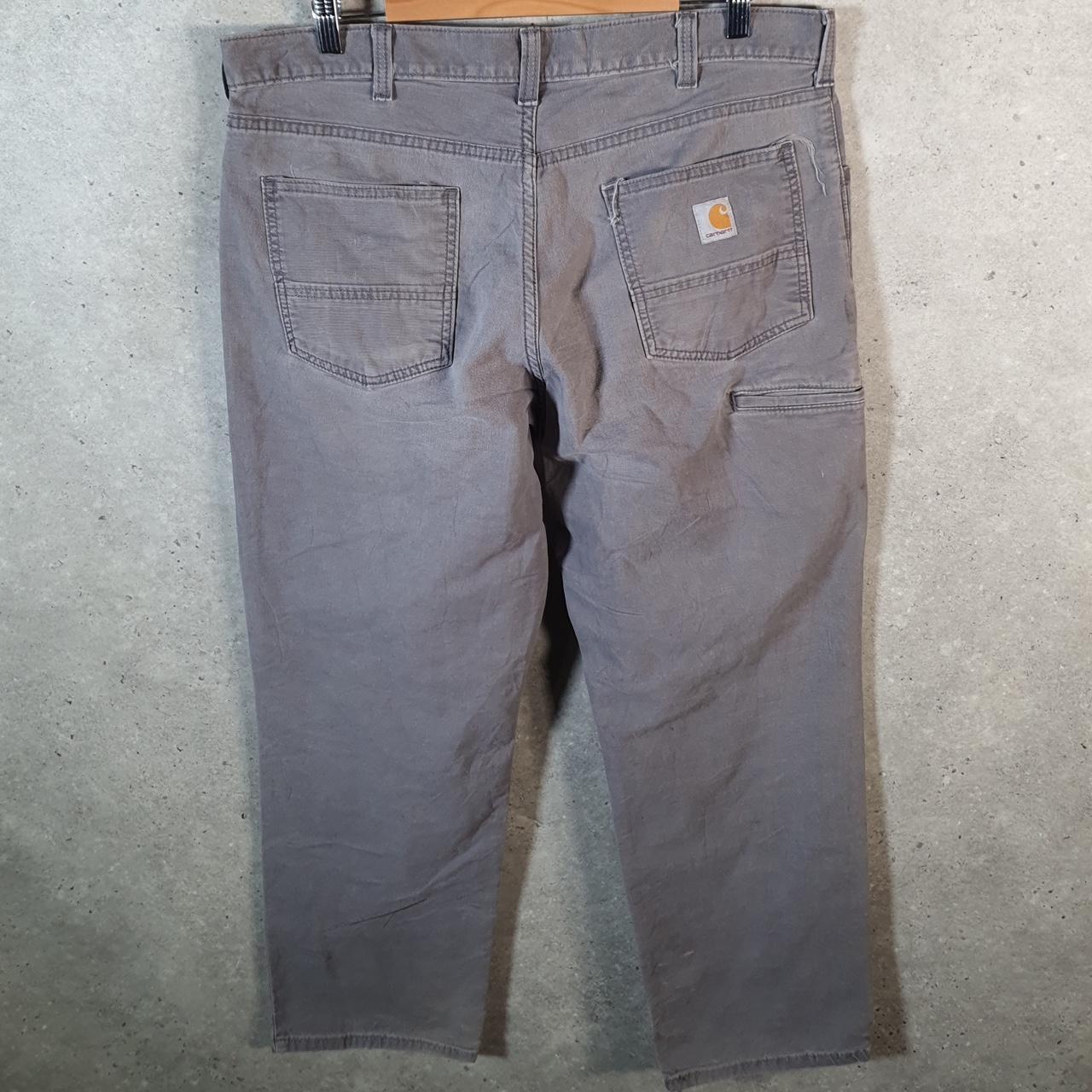 Vintage Carhartt Carpenter Trousers Mens W38 L30 Grey Relaxed Fit Workwear Thrashed