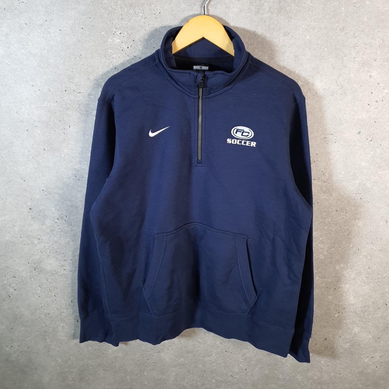 Vintage Nike 1/4 Zip Sweatshirt Men’s Medium Navy Blue Swoosh Y2K Pullover Logo
