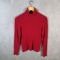 Vintage Eddie Bauer Knit Sweater Womens Medium Tall Red Y2K Pullover