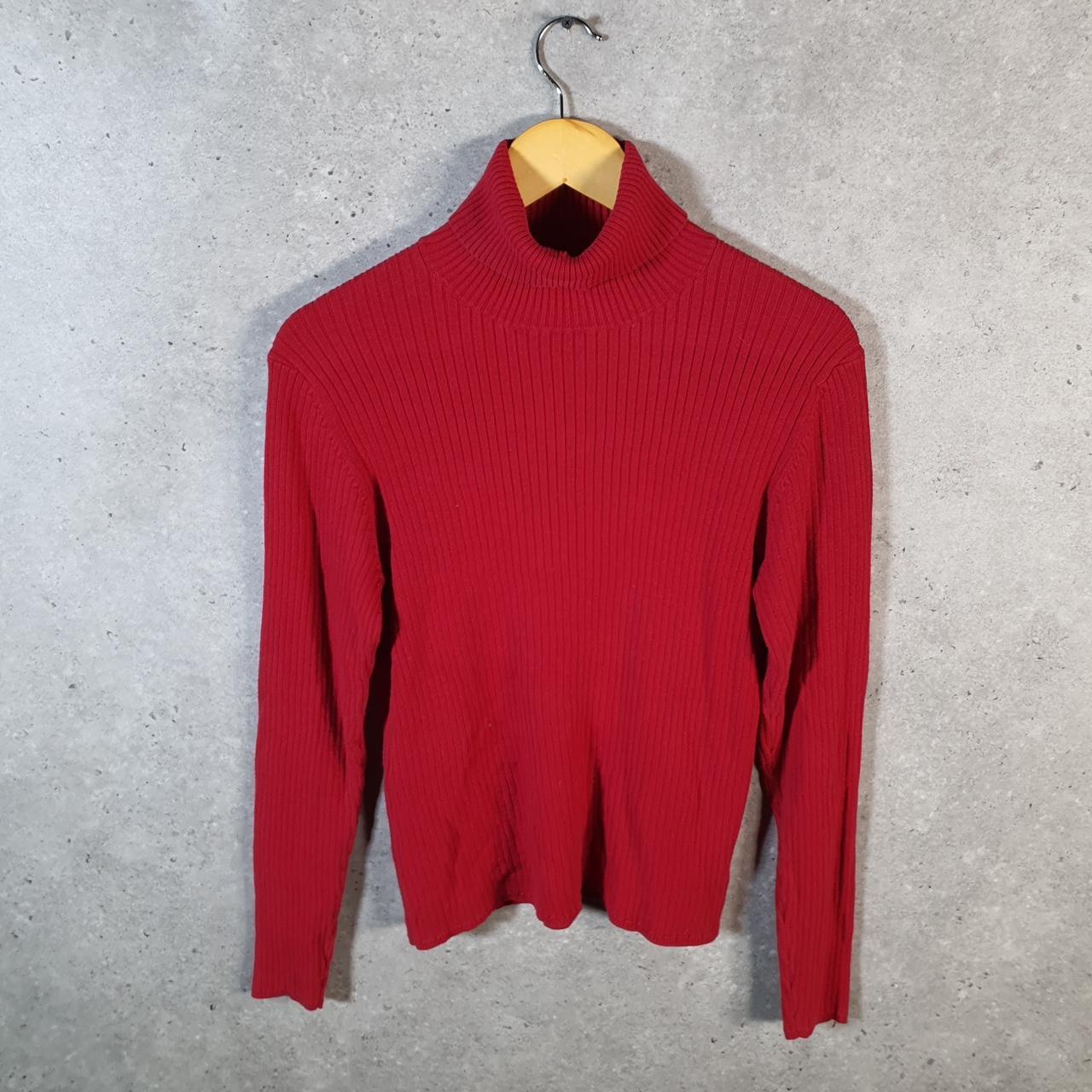 Vintage Eddie Bauer Knit Sweater Womens Medium Tall Red Y2K Pullover