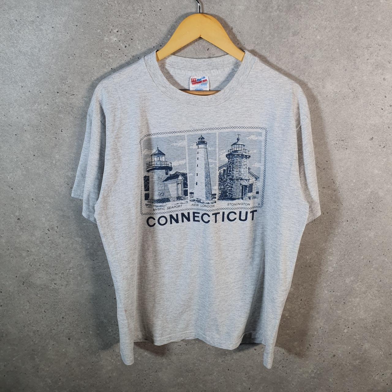 Vintage Hanes Connecticut Lighthouse 90s USA Single Stitch T Shirt Men’s Large Grey
