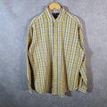 Vintage Ralph Lauren Button Down Shirt Mens Large Yellow Checkered Estate Sport