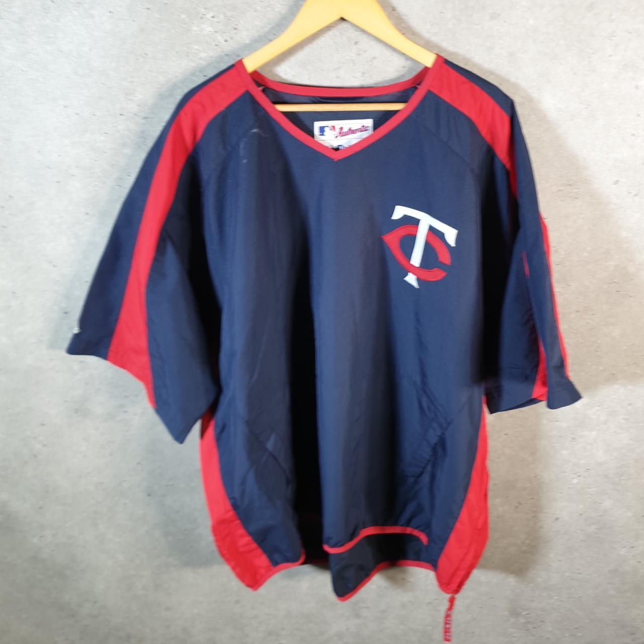 MLB Twins Mahestic Basketball Shell Windbreaker T Shirt Jersey Mens XL Blue