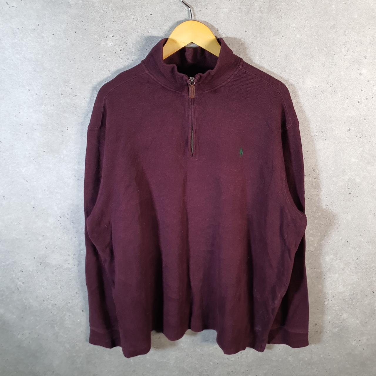 Vintage Ralph Lauren Polo 1/4 Zip Sweatshirt Men’s 2XL Burgundy Cotton Pullover Pony