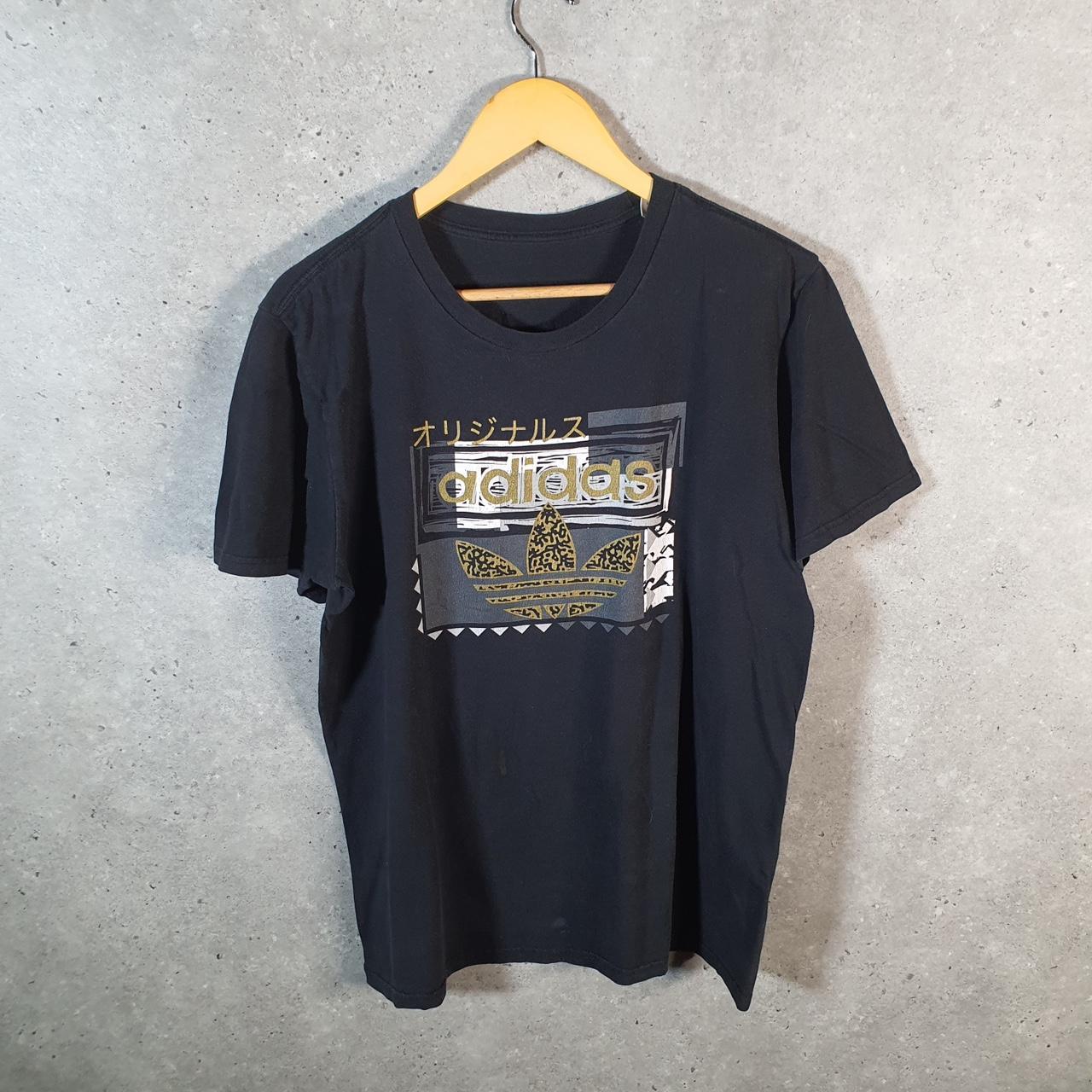 Vintage Adidas Trefoil Retro T Shirt Men’s Medium Black Three Stripes Logo