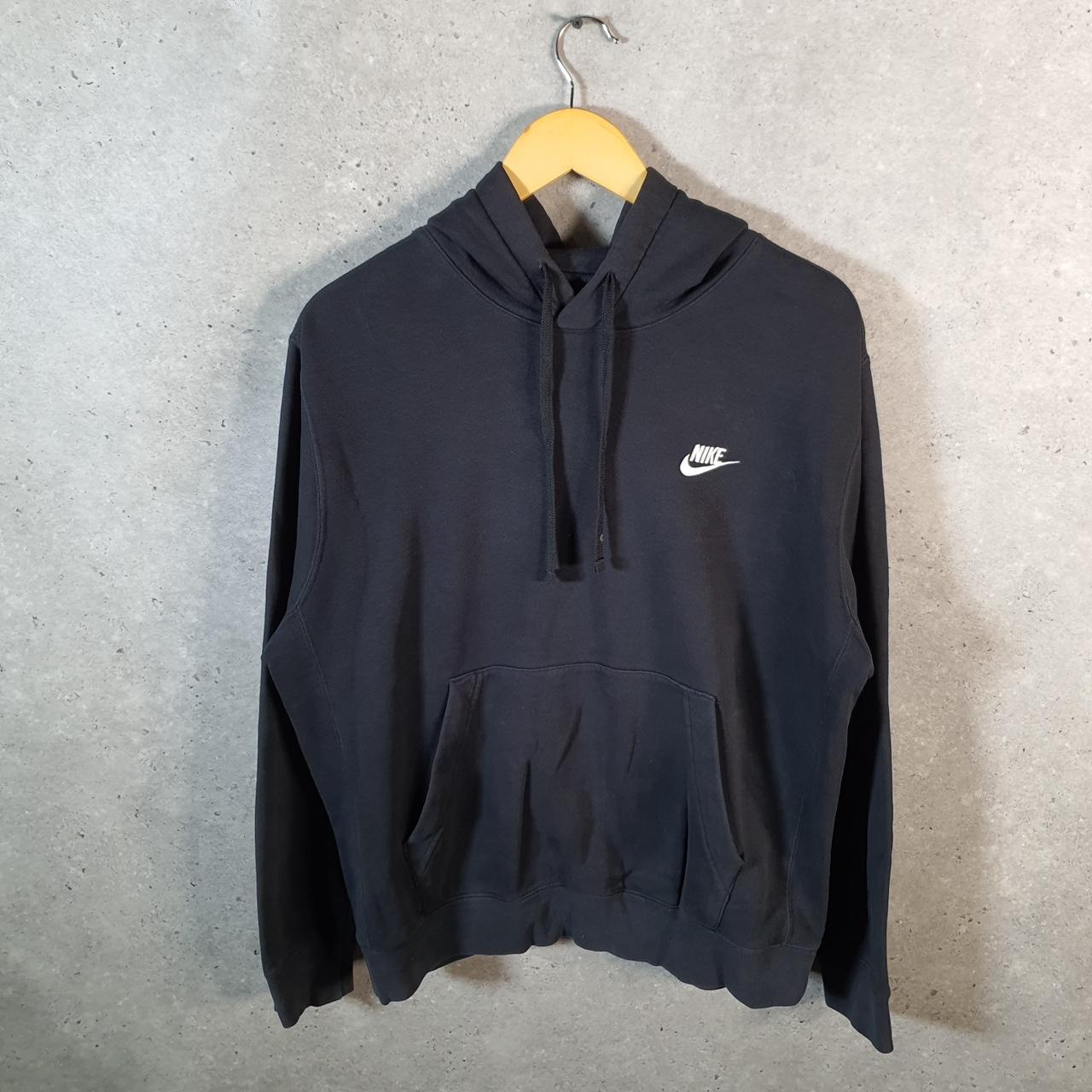 Vintage Nike Club Embroidered Hoodie Men’s Medium Black Swoosh Y2K Pullover