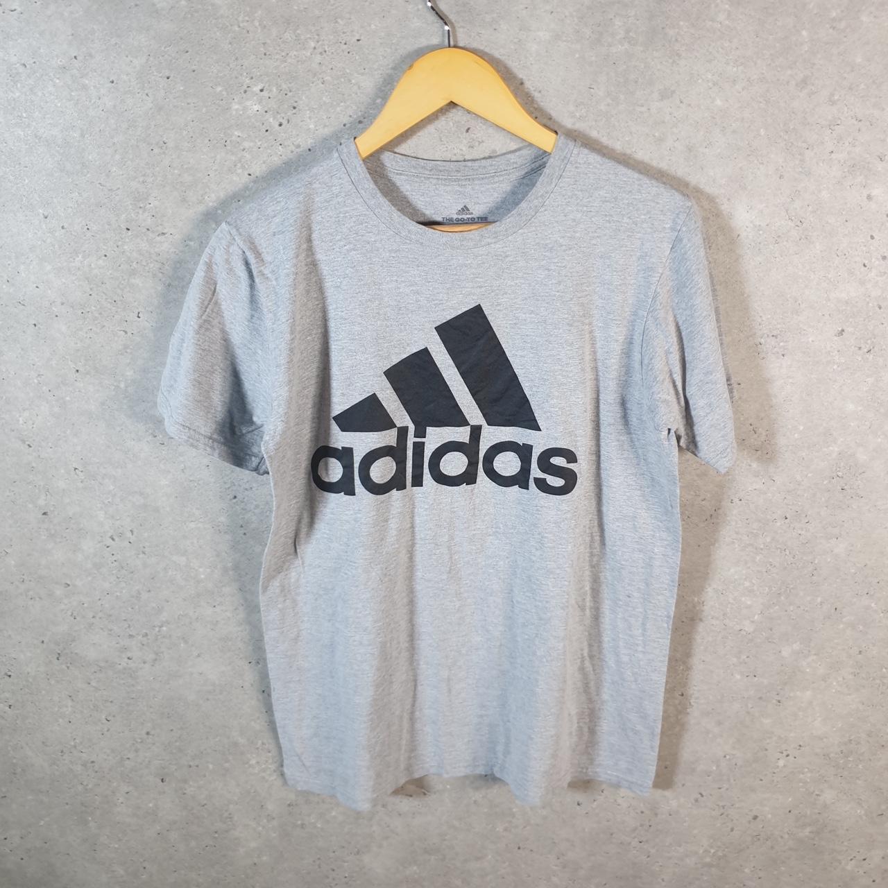 Vintage Adidas Go To Tee T Shirt Men’s Medium Grey Three Stripes Logo Athletic