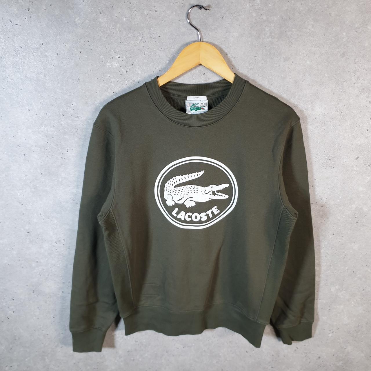 Vintage Lacoste Sweatshirt Men’s Small Green Pullover Logo Y2K Jumper Logo