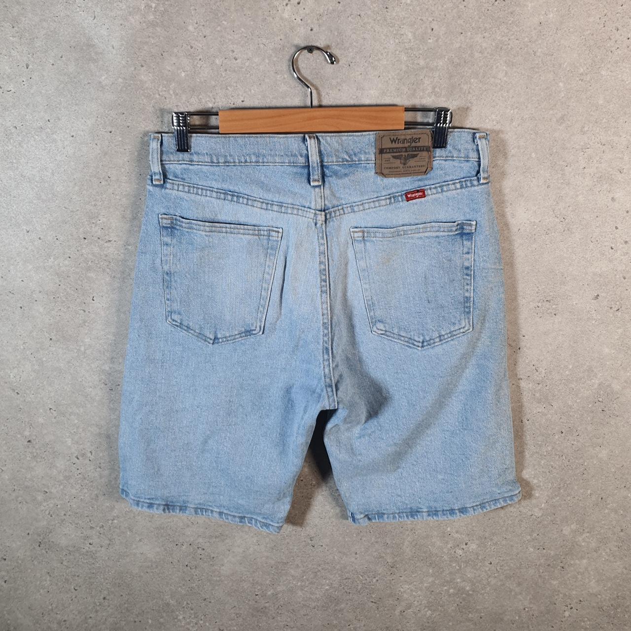 Vintage Wrangler Denim Shorts Jorts Cargo Men’s W32 Relaxed Blue Baggy Cotton