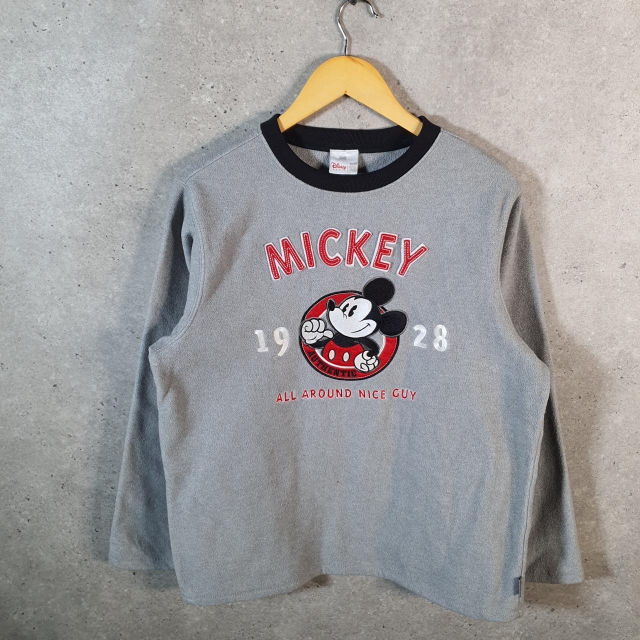 Disney Mickey Mouse Fleece Pullover Sweatshirt Mens Small Grey Embroidered Logo