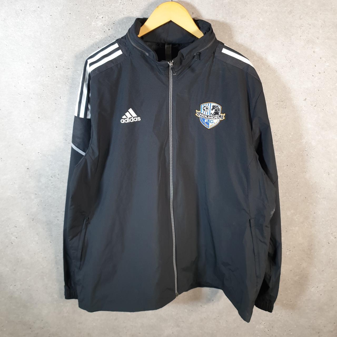 Vintage Adidas Windbreaker Track Jacket Mens XL Black USA Three Stripes Full Zip