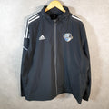 Vintage Adidas Windbreaker Track Jacket Mens XL Black USA Three Stripes Full Zip