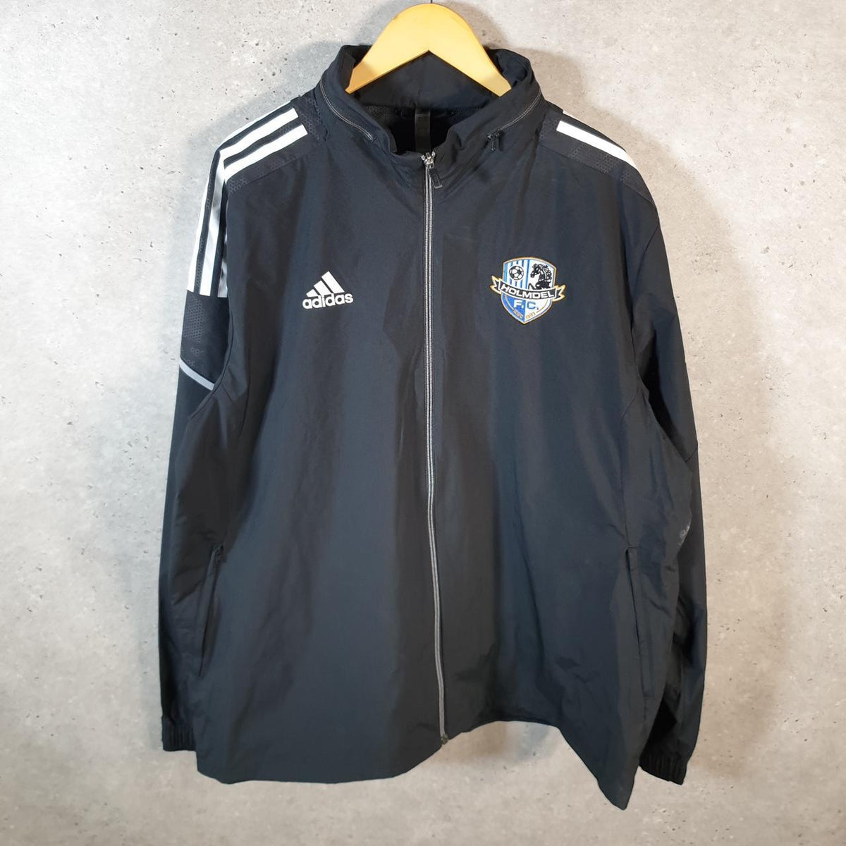 Vintage Adidas Windbreaker Track Jacket Mens XL Black USA Three Stripes Full Zip