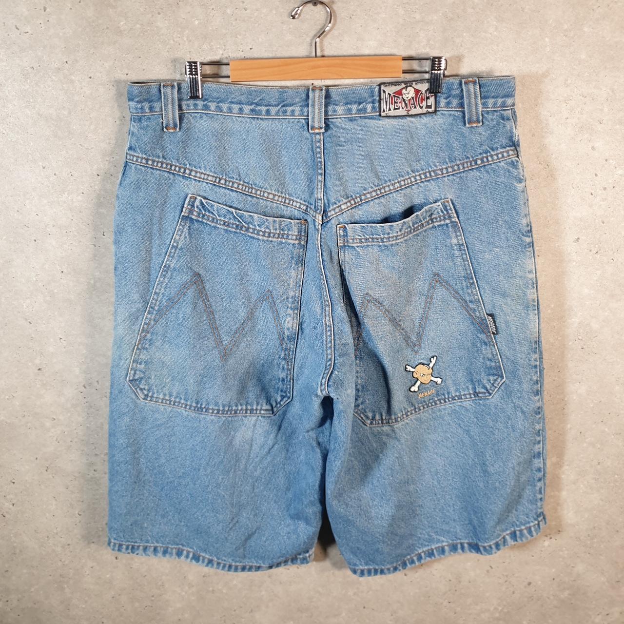 Vintage Menace Baggy Y2K Hip Hop Jeans Shorts Jorts Mens W40 Blue Denim USA Big Fish Vintage