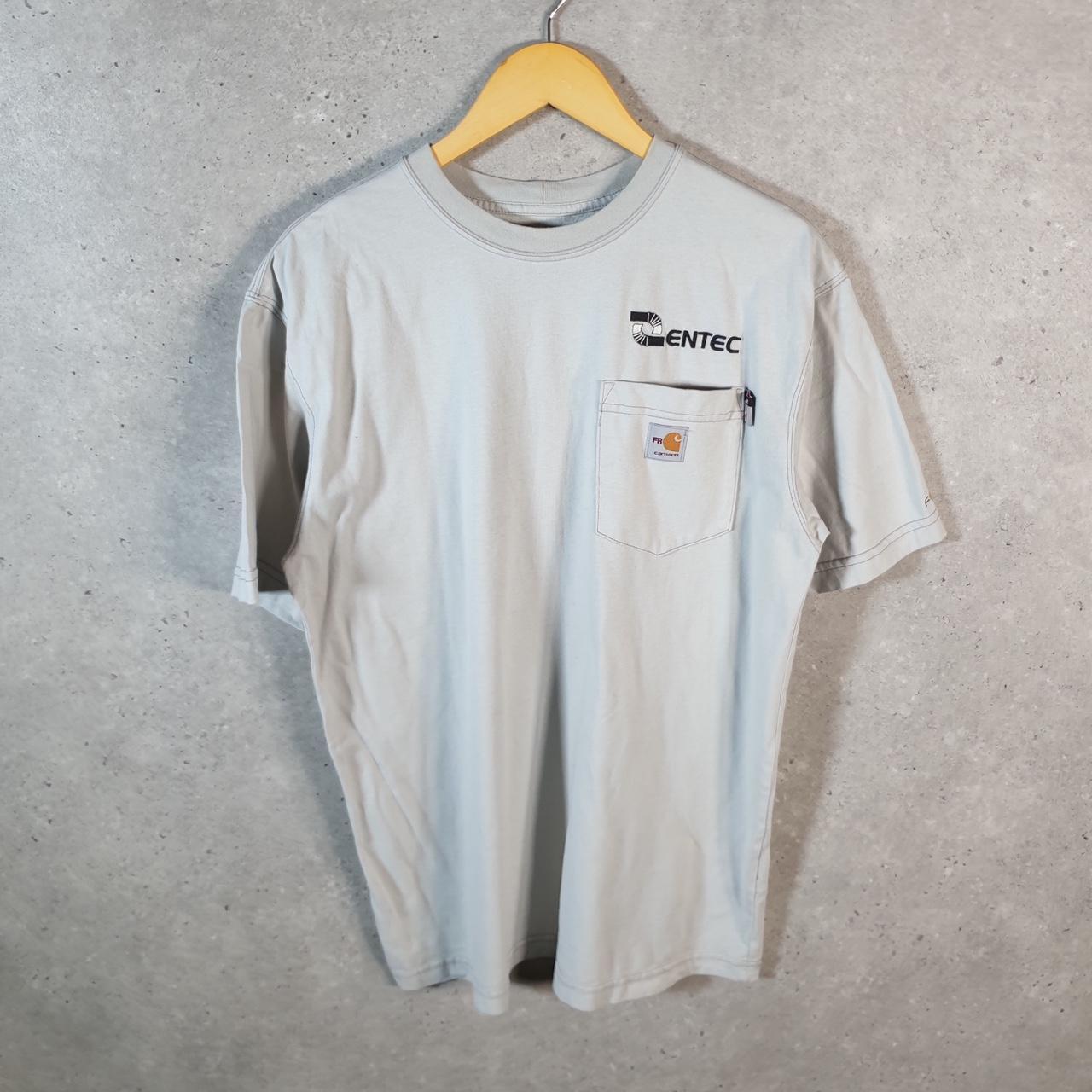 Vintage Carhartt Pocket T Shirt Men’s Medium Beige Workwear Chore Utility Loose Fit C9329