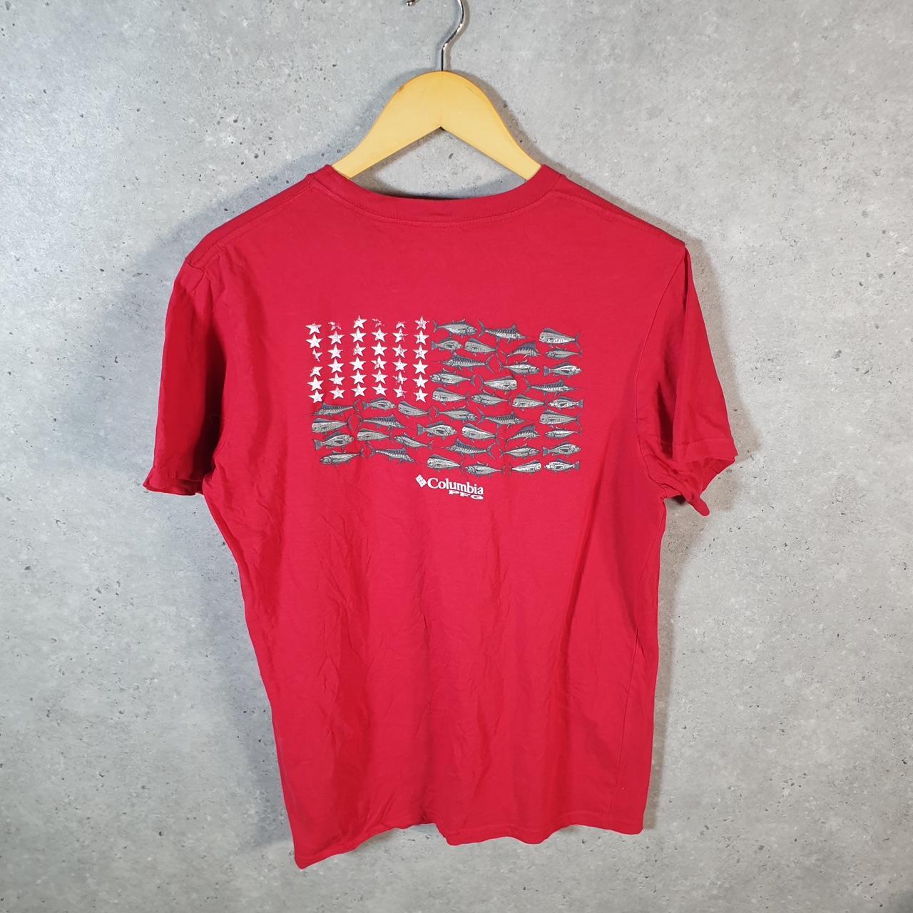 Vintage Columbia PFG USA Flag T Shirt Shirt Men’s Medium Red Logo Athletic