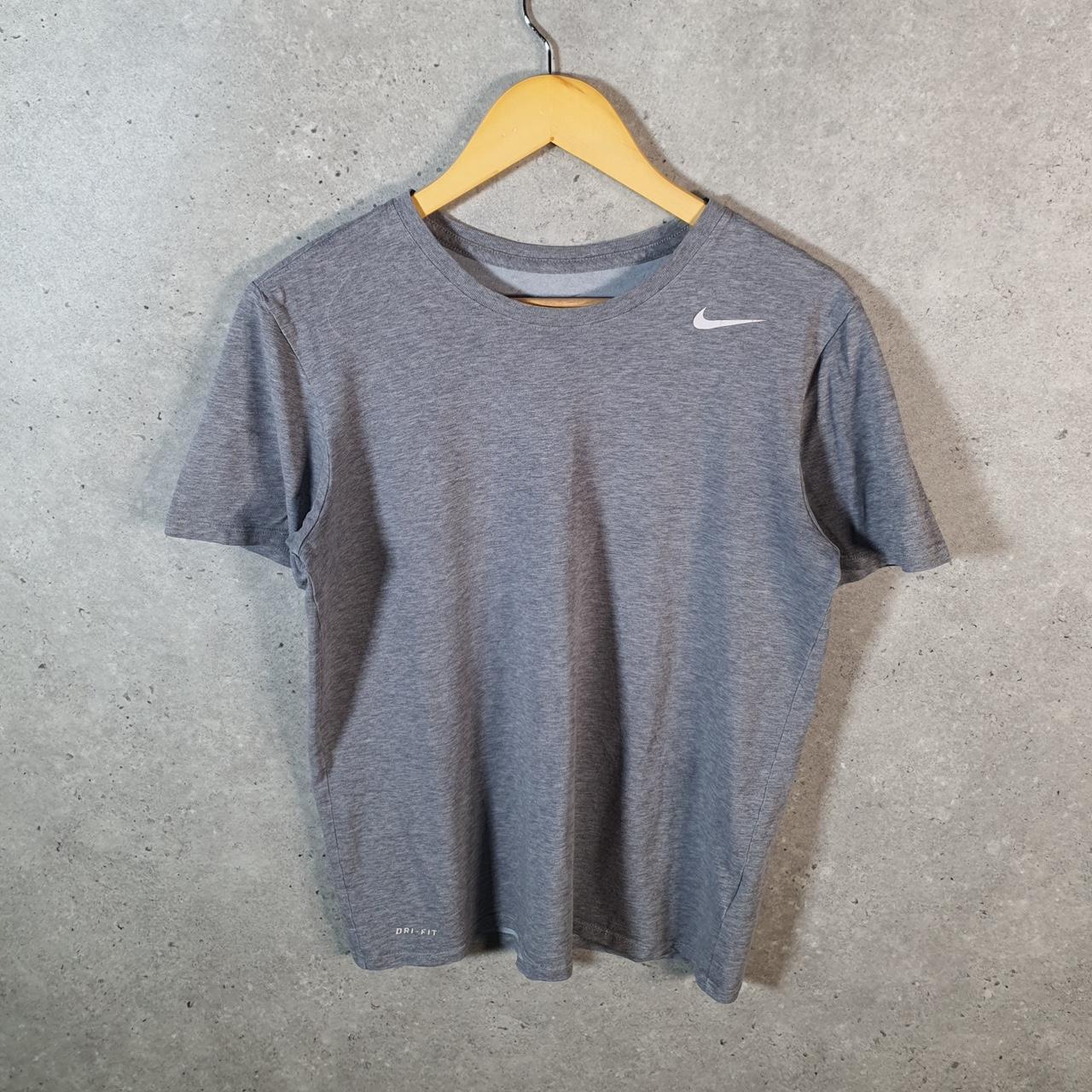 Vintage Nike Dri Fit T Shirt Men’s Small Grey Logo Printed Swoosh Athletic