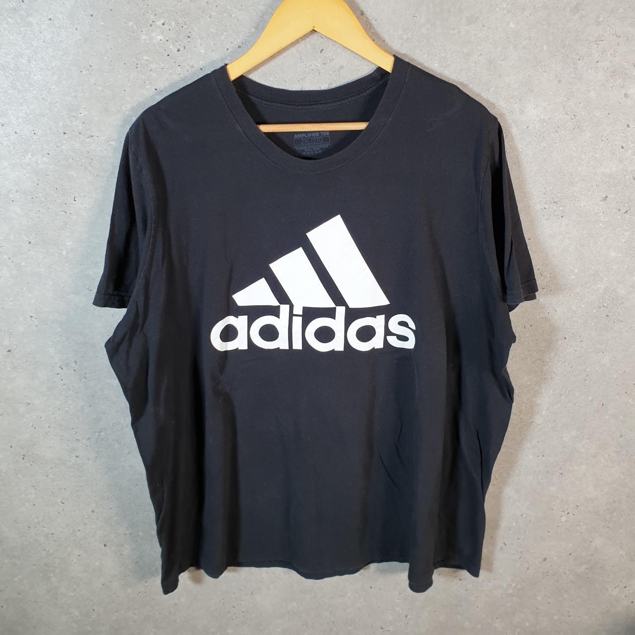 Vintage Adidas Amplifier T Shirt Men’s 2XL Black Three Stripes Logo Athletic