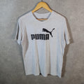 Vintage Puma Spellout T Shirt Men’s Medium Grey sports Logo Athletic